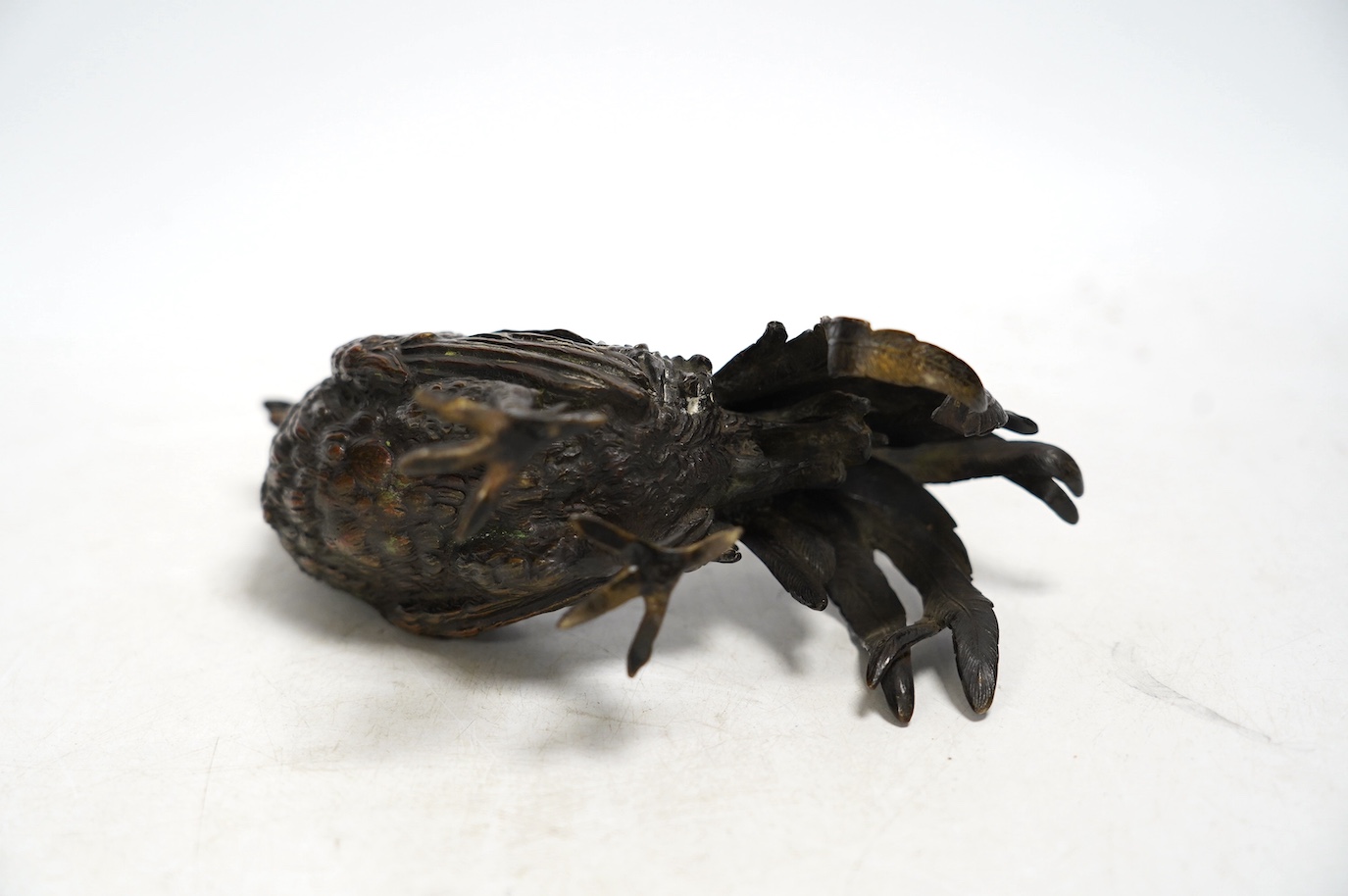 A bronze study of a cockerel, 17cm. Condition - good